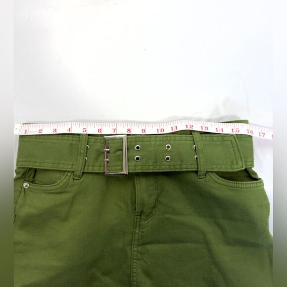 Bershka Micro 90s Buckle Detail Low Rise Ultra Mini Skirt In Khaki Green Size 6 - Picture 11 of 13
